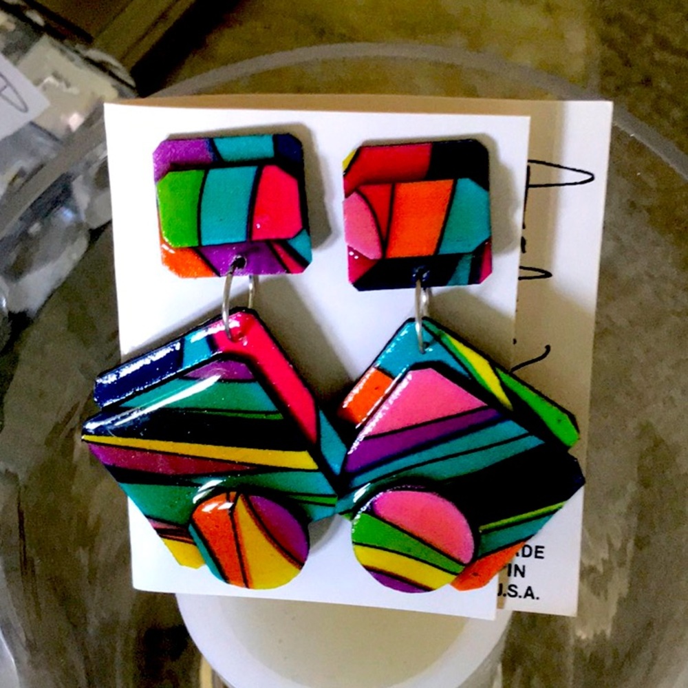 PUCCI print style. Earrings multicolored designs